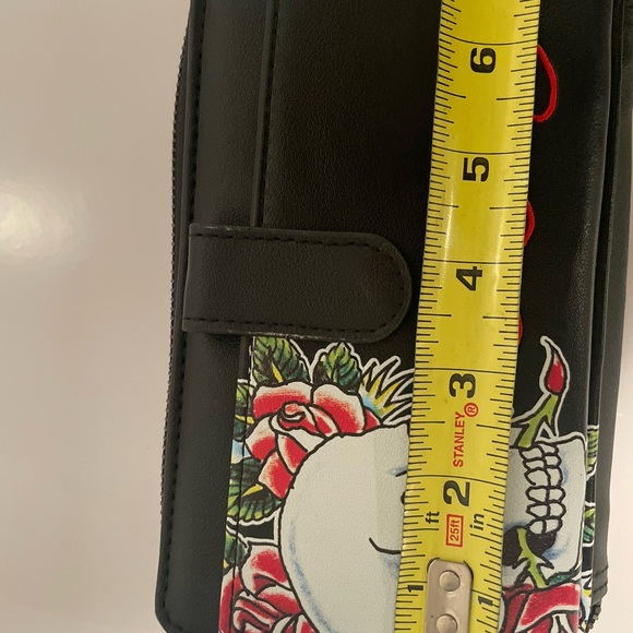 Ed Hardy Black Wristlet with Skull and Floral Design - Picture 6 of 7